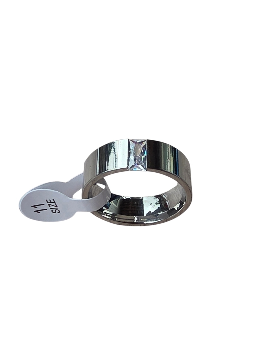 New Stainless Steel Ring With Cubic Zirconia Stone (Size 11) Unisex